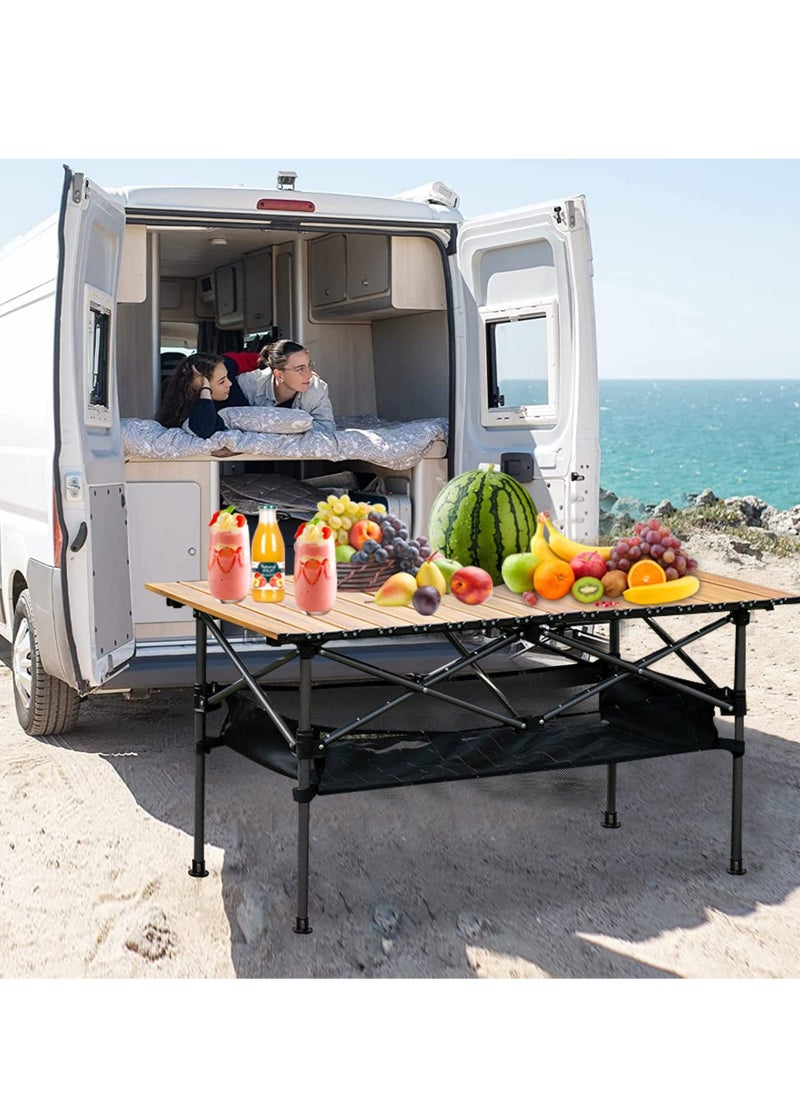 XiuWoo - Height Adjustable Lightweight Portable Folding Roll Up Grill Camp Table with Carrying Bag for Beach Camping Picnic Fishing BBQ - Image 1