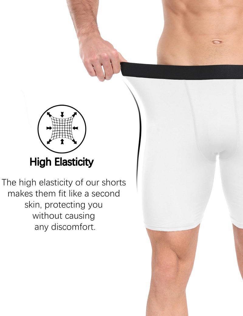 HovSiyla 6 Pack Compression Shorts Men Performance Sports Workout Athletic Running Underwear Shorts Spandex 2 Black 2 White 2 Grey Medium - Image 4