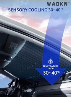 WAOKN Car Sun Shade For Front Windshield,Retractable Windshield Sun Shade for Car, Large Sun Visor Protector Blocks 99% UV Rays Keep Vehicle Cool, Auto Sunshade Fits Front Window of Various Models  - Image 4