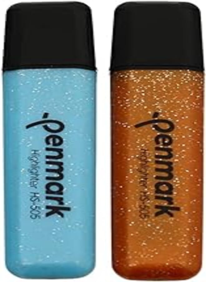 PENMARK Penmark HS-505 High Quality Metallic Permanent Shiny Highlighter Pen Set Of 2 Pcs Assorted color. - Brown Baby Blue