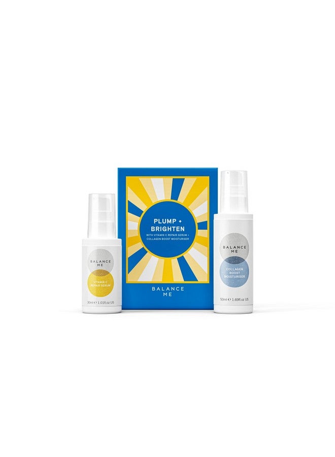 بالانس مي مجموعة هدايا ممتلئة + سطع مصل إصلاح فيتامين C، تعزيز الكولاجين، مجموعة تفتيح البشرة النهائية للعطلات، العناية بالبشرة الطبيعية/النباتية، منتجان بالحجم الكامل، منتج واحد لكل منهما - Image 1