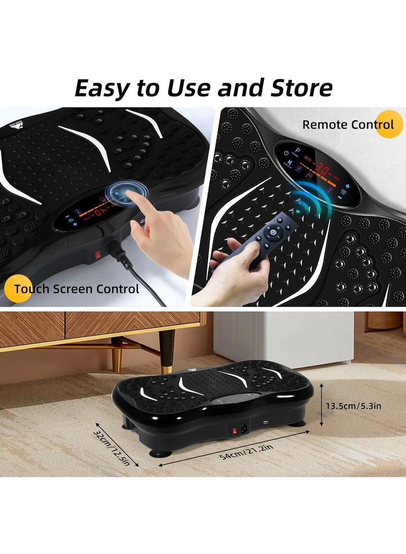 Vibration Plate Exercise Machine with 2 Resistance Bands, Whole Body Vibration Platform, 99 Speed Levels, Remote Control, LED Display, Anti-Slip Home Fitness Trainer - Image 3