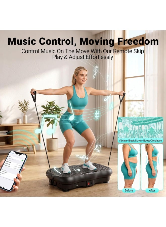 Vibration Plate Exercise Machine with 2 Resistance Bands, Whole Body Vibration Platform, 99 Speed Levels, Remote Control, LED Display, Anti-Slip Home Fitness Trainer - Image 5