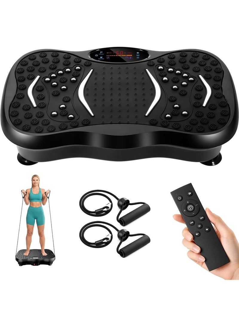 Vibration Plate Exercise Machine with 2 Resistance Bands, Whole Body Vibration Platform, 99 Speed Levels, Remote Control, LED Display, Anti-Slip Home Fitness Trainer - Image 1