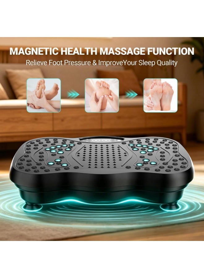 Vibration Plate Exercise Machine with 2 Resistance Bands, Whole Body Vibration Platform, 99 Speed Levels, Remote Control, LED Display, Anti-Slip Home Fitness Trainer - Image 4
