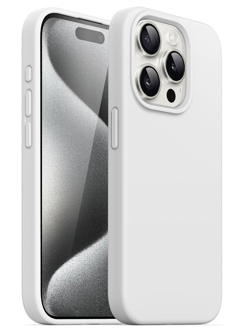 Premium Liquid Silicone Case for iPhone 15 Pro 6.1-Inch - Silky Soft Touch, Full-Body Shockproof Protection with Anti-Scratch Coating & Microfiber Lining (White) - Image 1