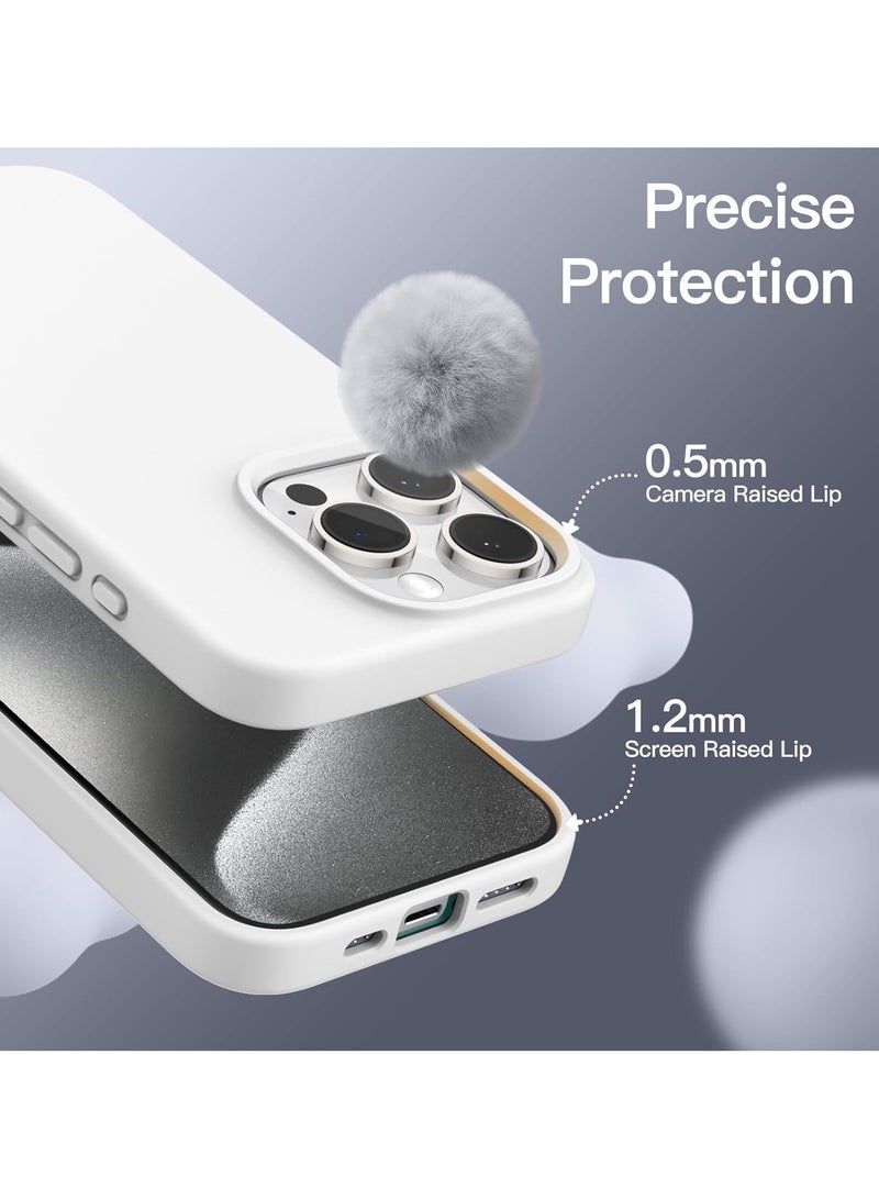 Premium Liquid Silicone Case for iPhone 15 Pro 6.1-Inch - Silky Soft Touch, Full-Body Shockproof Protection with Anti-Scratch Coating & Microfiber Lining (White) - Image 2