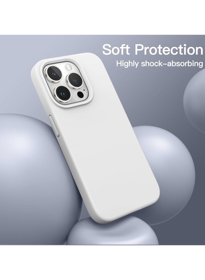 Premium Liquid Silicone Case for iPhone 15 Pro 6.1-Inch - Silky Soft Touch, Full-Body Shockproof Protection with Anti-Scratch Coating & Microfiber Lining (White) - Image 4