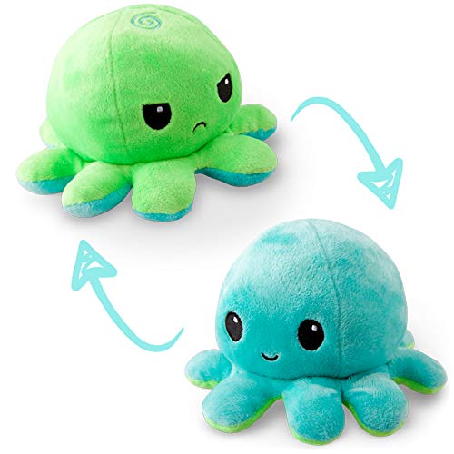 TeeTurtle Reversible Octopus Plushie 4Inch Green Aqua TwoSided Flip Plush Toy with Embroidered Details Cute Mini Collectible Plush for Kids Teens and Adults - Image 1