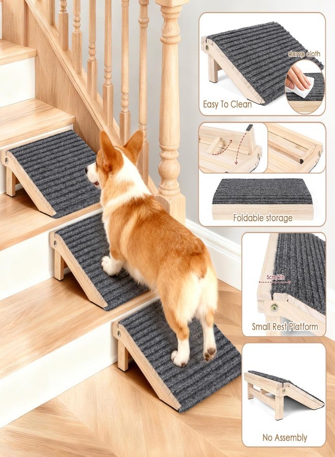 KISIMUY 3 Pack Dog Ramp for Stairs, Anti-Slip Pet Step for Small Dogs with Soft Carpet Surface, Folding Portable Indoor/Outdoor Pet Steps for Stairs, Dog Stairs for Senior/Arthritis Dogs (Pet Firendly) - Image 2