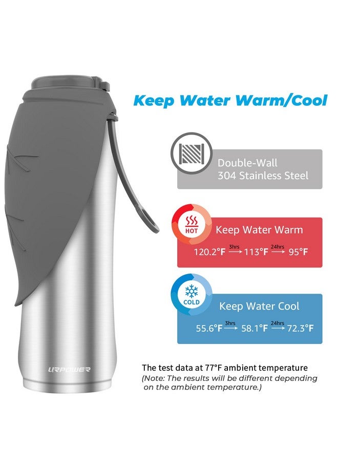 UR باور زجاجة مياه كبيرة للكلاب بسعة 27 أونصة، زجاجة مياه للسفر معزولة بجدار مزدوج من الفولاذ المقاوم للصدأ مضادة للتسرب وموزع مياه محمول للحيوانات الأليفة ووعاء شرب خالٍ من مادة BPA للكلاب أثناء المشي في الهواء الطلق والتنزه - Image 3