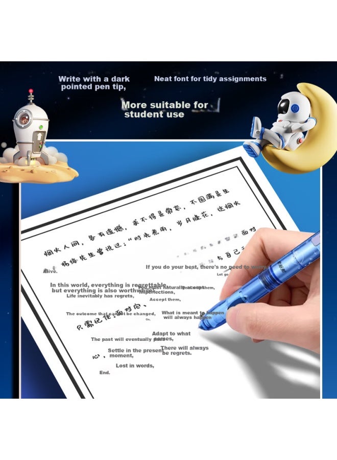 Hero Fountain Pen P320, Xingqi Cang Ergonomic Retractable Fountain Pen For Third-grade Elementary Students' Handwriting Practice, Iridium Gold Nib, Glossy Blue, Ef Dark Nib - Image 4