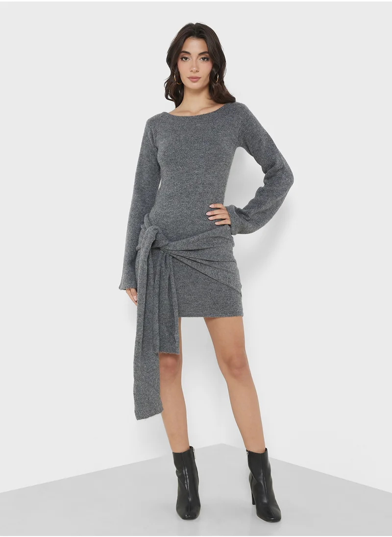 4th & Reckless Flared Sleeve Tie Detail Mini Dress