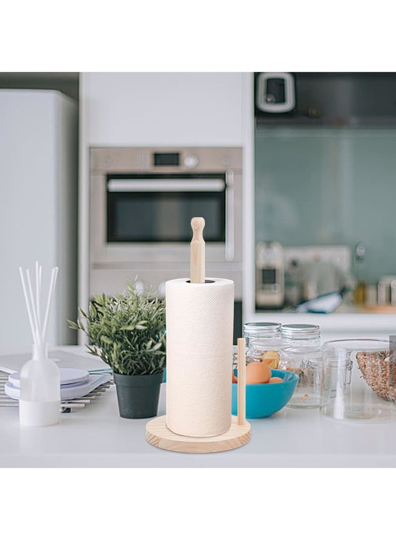 SYOSI Wooden Paper Towel Holder Set, 2 Countertop Standing Racks, Versatile Tissue Stand for Kitchen & Bathroom, Efficient Space Organizer, 29.55cm Tall - Image 3