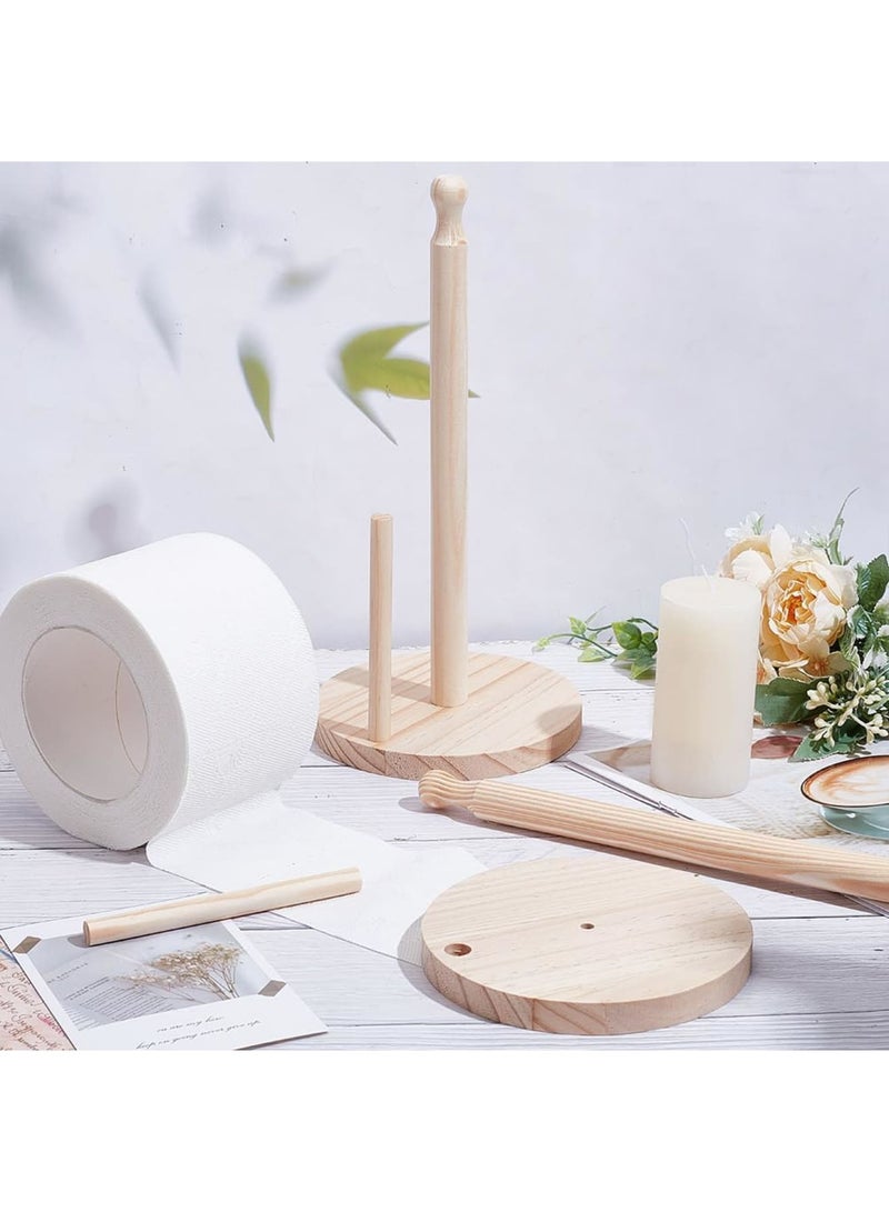 SYOSI Wooden Paper Towel Holder Set, 2 Countertop Standing Racks, Versatile Tissue Stand for Kitchen & Bathroom, Efficient Space Organizer, 29.55cm Tall - Image 5