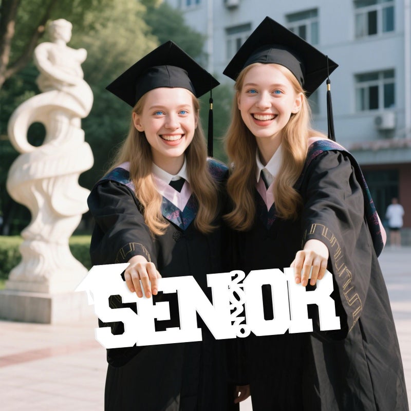 RTMISA Large Senior 2026 Sign Graduation Decorations Class of 2026 Photo Booth Props for Photoshoot, Graduation Table Centerpieces for Senior Night Decor Letter Sign Grad Party Supplies - White - Image 3