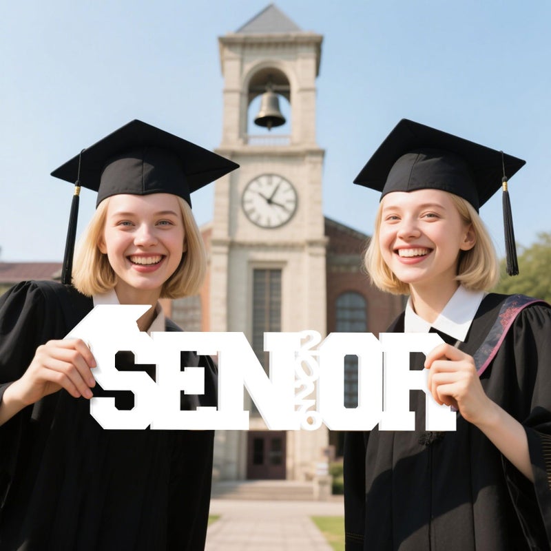 RTMISA Large Senior 2026 Sign Graduation Decorations Class of 2026 Photo Booth Props for Photoshoot, Graduation Table Centerpieces for Senior Night Decor Letter Sign Grad Party Supplies - White - Image 4