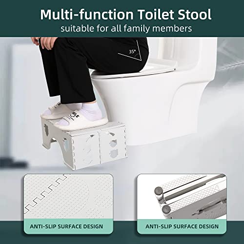 Baithem Foldable Toilet Stool, 7inches Healthy Bathroom Squatting Posture Poop Stool with Anti-Slip Feet, A Good Helper to Effective Relief of Constipation, Easy to Storage Toilet Squat Stool. - Image 2
