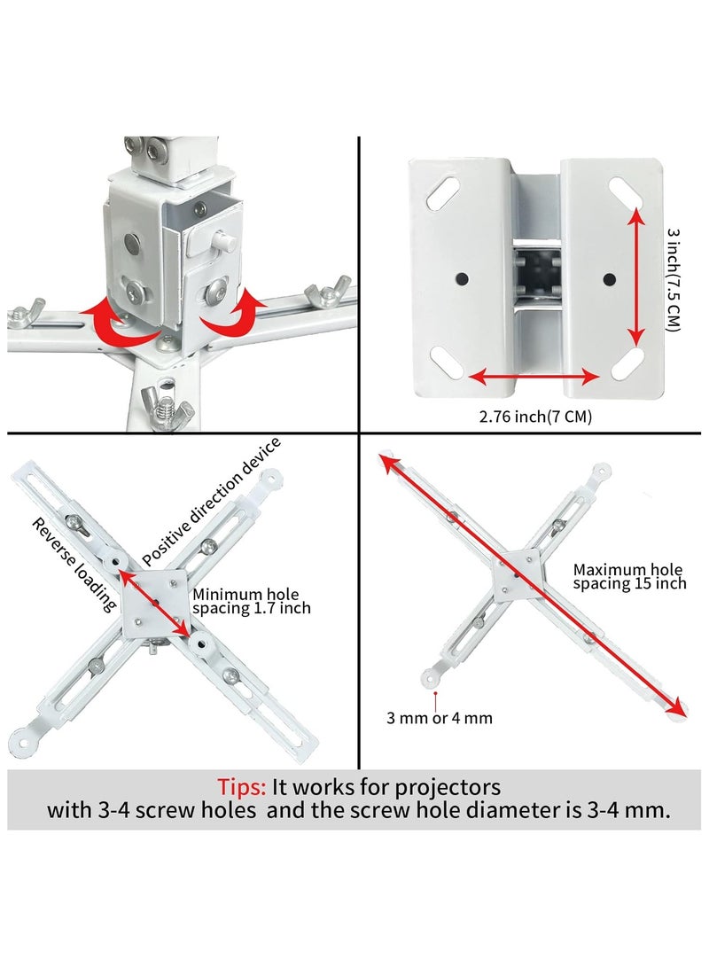 AROAQ Projector Mount Wall or Ceiling Projection Mount Bracket with Adjustable Height and Extendable Arms Mount for Home and Office - Image 3