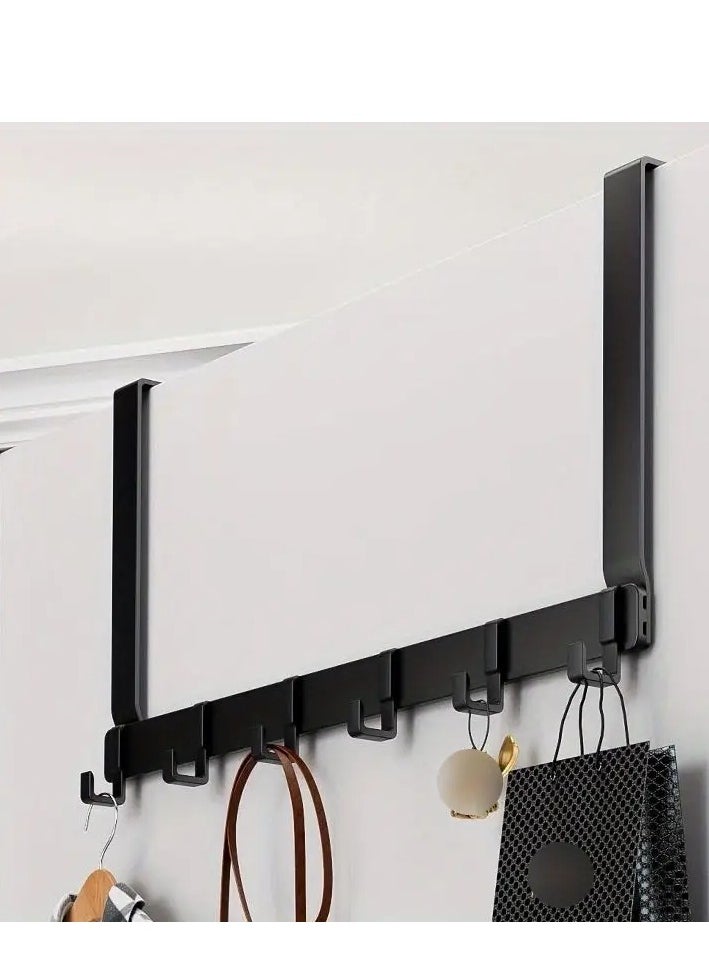 KCDMBUE Detachable Over-the-Door Hook Rack for Towels and Clothes, No-Drill Hanging Organizer for Bathroom, Bedroom, and Entryway Storage(Black)  - Image 1