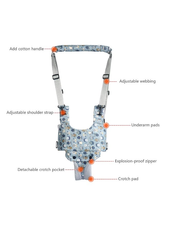 Sybil's Baby Walker Harness, Adjustable Toddler Walking Assist Belt, Polyester Child Walking Trainer Tool For Learning To Walk - Printed Design Blue - Image 3