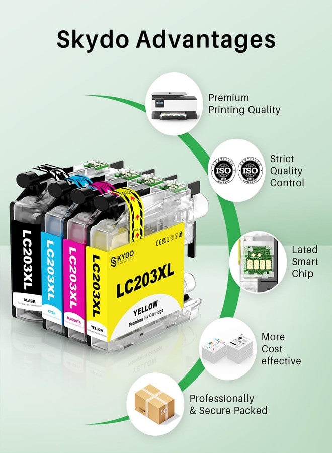 Skydo LC203 LC203XL Ink Cartridges 4 Pack Replacement for Brother LC203XL LC201XL LC203 LC201 Color Ink USe with Brother Printer MFC-J480DW MFC-J4420DW MFC-J880DW MFC-J885DW MFC-J680DW (BK/C/M/Y) - Image 5