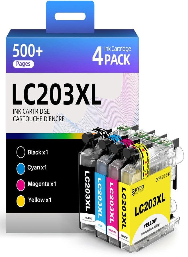 Skydo LC203 LC203XL Ink Cartridges 4 Pack Replacement for Brother LC203XL LC201XL LC203 LC201 Color Ink USe with Brother Printer MFC-J480DW MFC-J4420DW MFC-J880DW MFC-J885DW MFC-J680DW (BK/C/M/Y) - Image 1