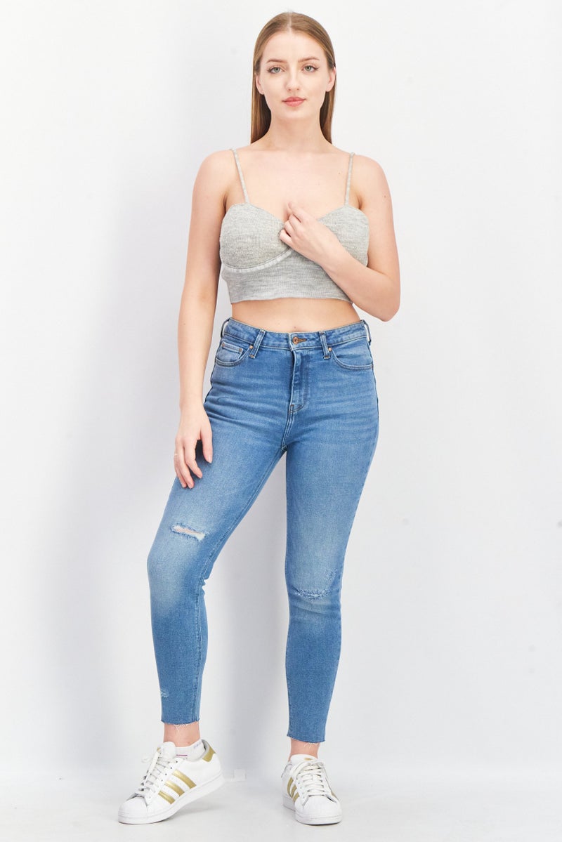 Asos Design Women Tall Sweetheart Sleeveless Textured Top, Heather Grey - Image 2