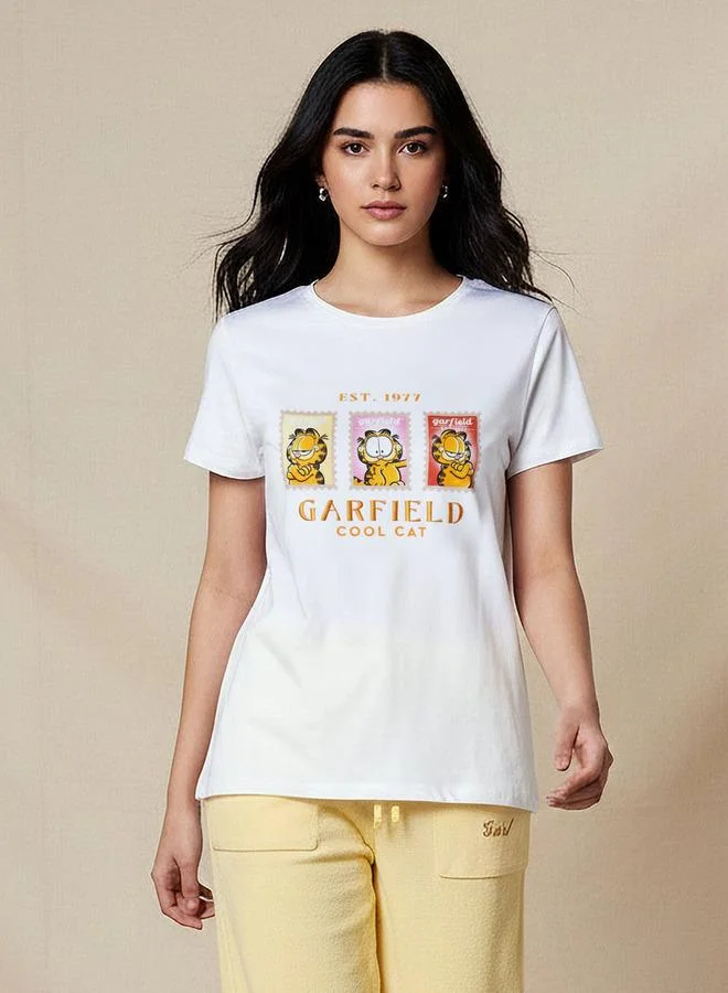 SP Characters Cotton T-shirt with Garfield Print