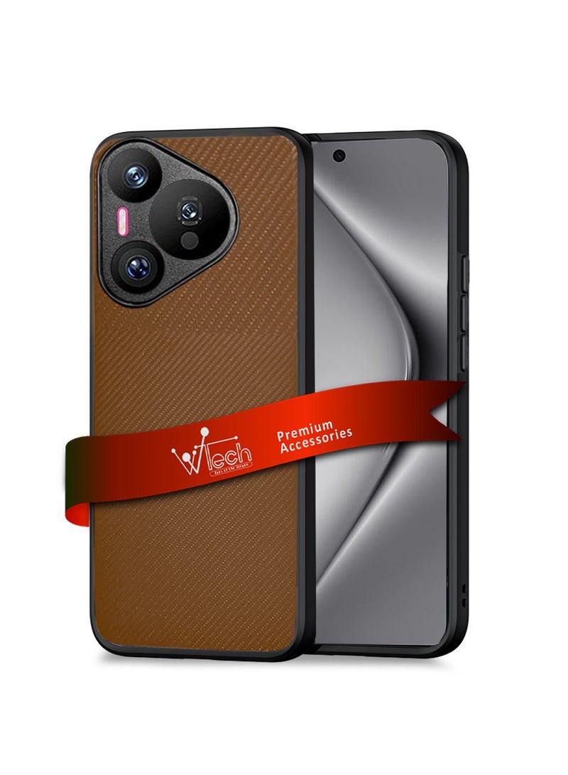 Wtech Silicone Hard Back Fabric Texture Side TPU Case Cover For Huawei Pura 70 Pro / Pura 70 Pro+ / Pura 70 Pro Plus 5G 2024 Brown - Image 1