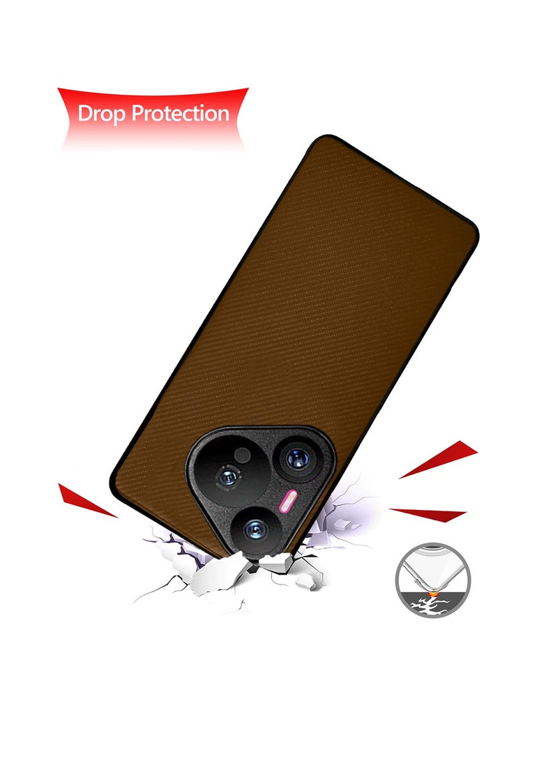 Wtech Silicone Hard Back Fabric Texture Side TPU Case Cover For Huawei Pura 70 Pro / Pura 70 Pro+ / Pura 70 Pro Plus 5G 2024 Brown - Image 3