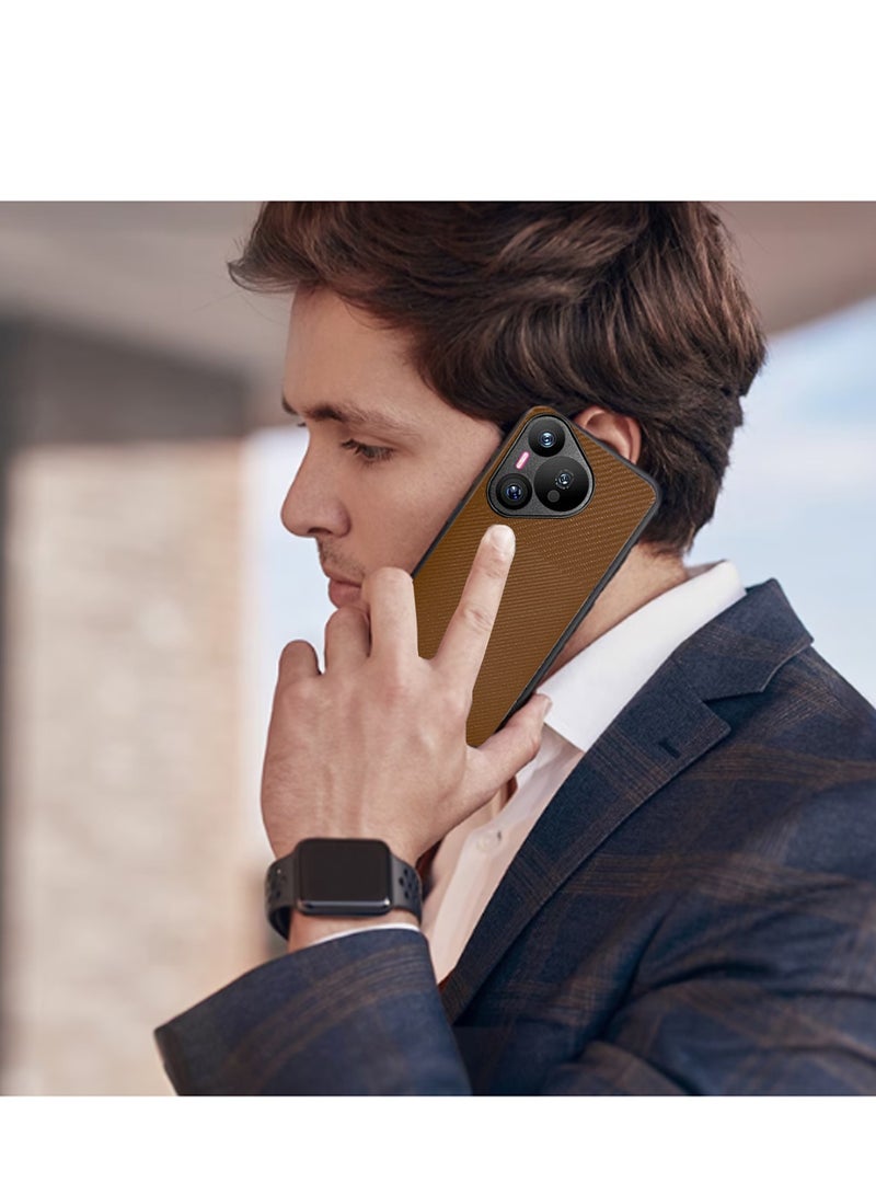 Wtech Silicone Hard Back Fabric Texture Side TPU Case Cover For Huawei Pura 70 Pro / Pura 70 Pro+ / Pura 70 Pro Plus 5G 2024 Brown - Image 4