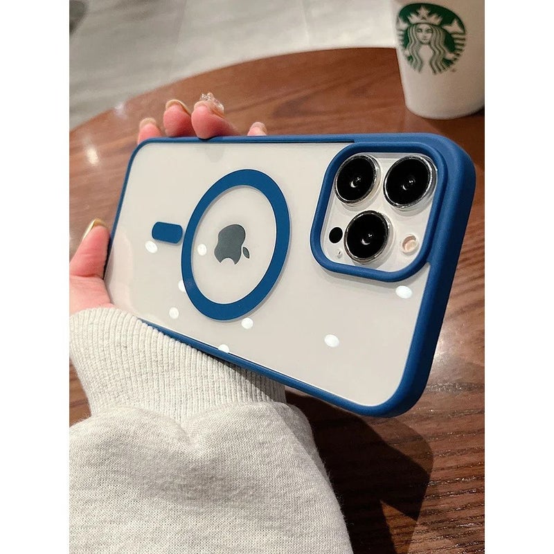 Magnetic Plump Purple Case For iPhone 16 Pro Matte Transparent Wireless Charging Compatible - Image 4