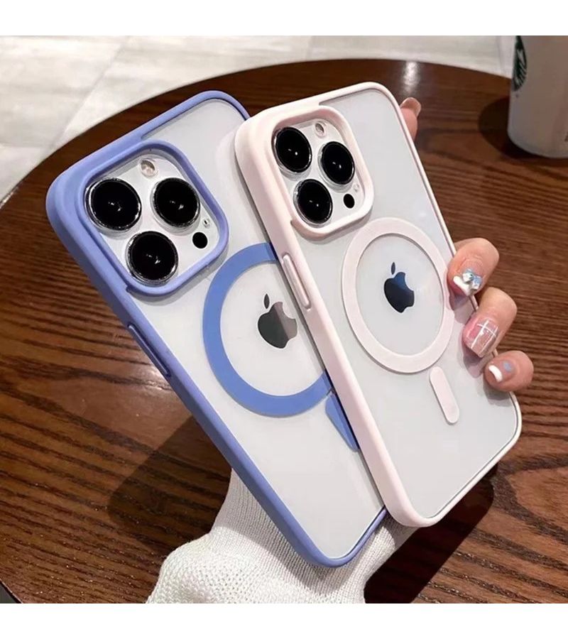 Magnetic Plump Purple Case For iPhone 16 Pro Matte Transparent Wireless Charging Compatible - Image 2