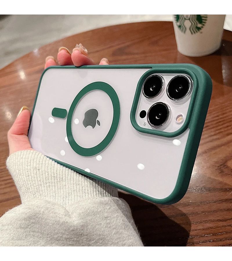 Magnetic Plump Purple Case For iPhone 16 Pro Matte Transparent Wireless Charging Compatible - Image 3