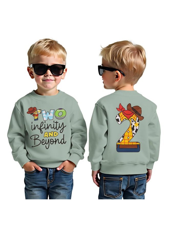 KEKEMI Birthday Boy Sweatshirt 2T Boys Cartoon Graphic Birthday Outfit Two Years Old Boy Long Sleeve Shirt Bday Party Clothes, Green, 2 Years - Image 1