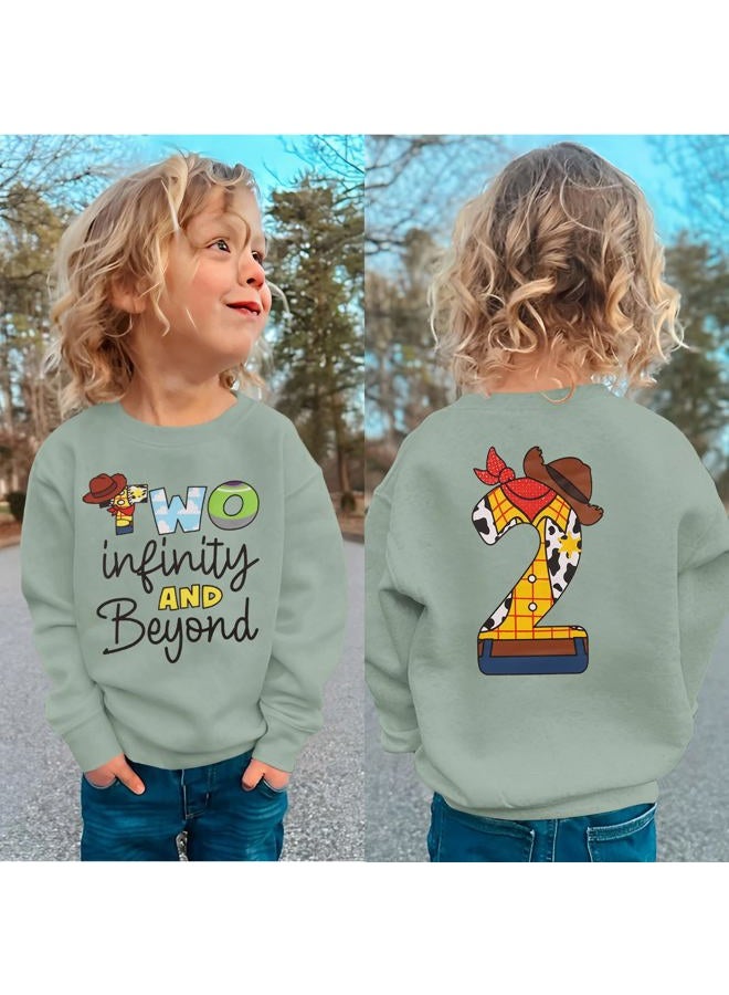 KEKEMI Birthday Boy Sweatshirt 2T Boys Cartoon Graphic Birthday Outfit Two Years Old Boy Long Sleeve Shirt Bday Party Clothes, Green, 2 Years - Image 3