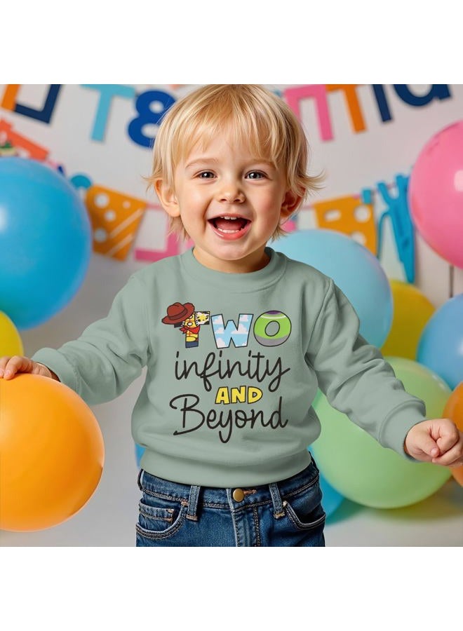 KEKEMI Birthday Boy Sweatshirt 2T Boys Cartoon Graphic Birthday Outfit Two Years Old Boy Long Sleeve Shirt Bday Party Clothes, Green, 2 Years - Image 4