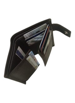 Forhans Tri-Fold Black Leather Wallet For Mens, Black Leather Grain Popper Wallet  - Image 4