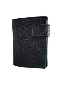 Forhans Tri-Fold Black Leather Wallet For Mens, Black Leather Grain Popper Wallet  - Image 2