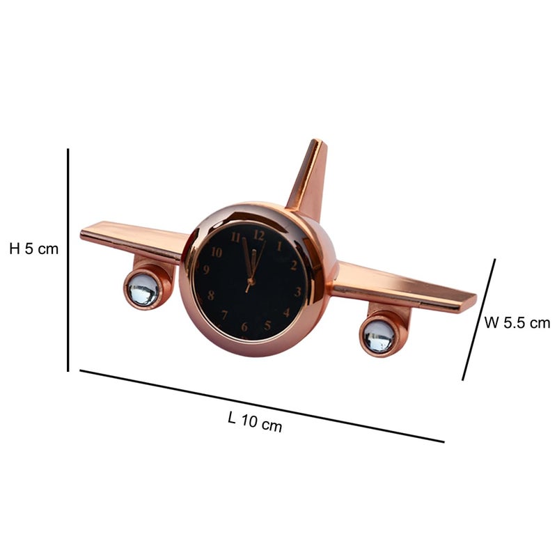 Saugat Traders Aeroplane Table Clock Showpiece Metal Airplane Clock for Office Desk Study Table Gift for Men Women Boys Pilot Air Hostess Airforce Person Copper - Image 2