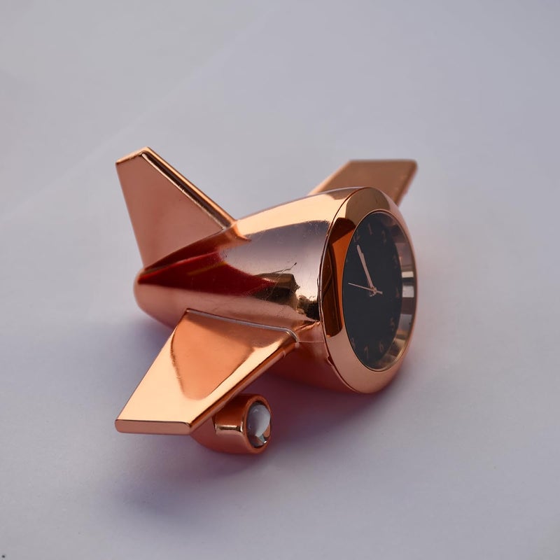 Saugat Traders Aeroplane Table Clock Showpiece Metal Airplane Clock for Office Desk Study Table Gift for Men Women Boys Pilot Air Hostess Airforce Person Copper - Image 4