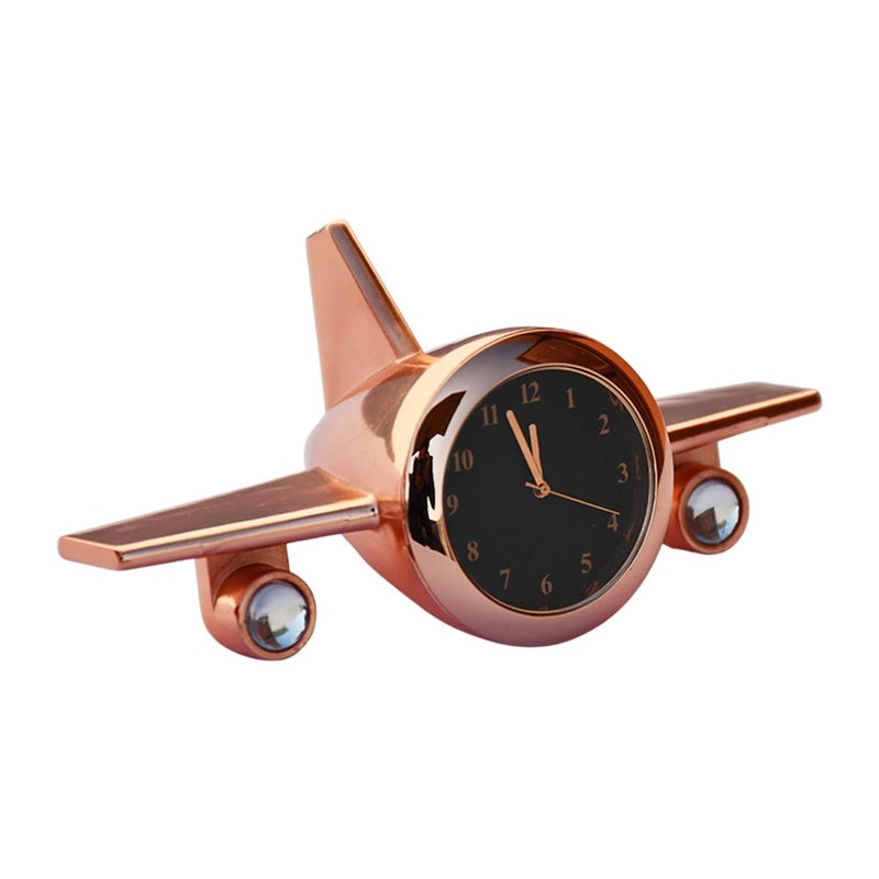 Saugat Traders Aeroplane Table Clock Showpiece Metal Airplane Clock for Office Desk Study Table Gift for Men Women Boys Pilot Air Hostess Airforce Person Copper - Image 3