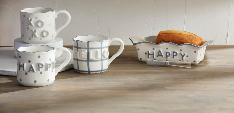 Mud Pie 20 oz Wavy Mug WHite - Image 2