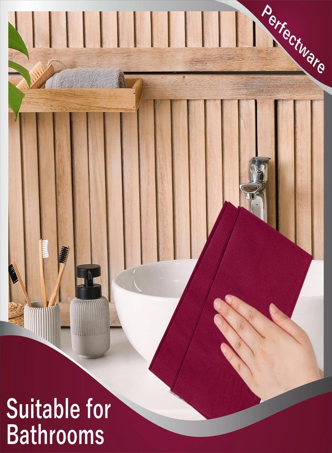 Perfect Stix Burgundy Paper Dinner Napkins, 2-Ply, 15 x 17 Inch, 125 Count - Image 2