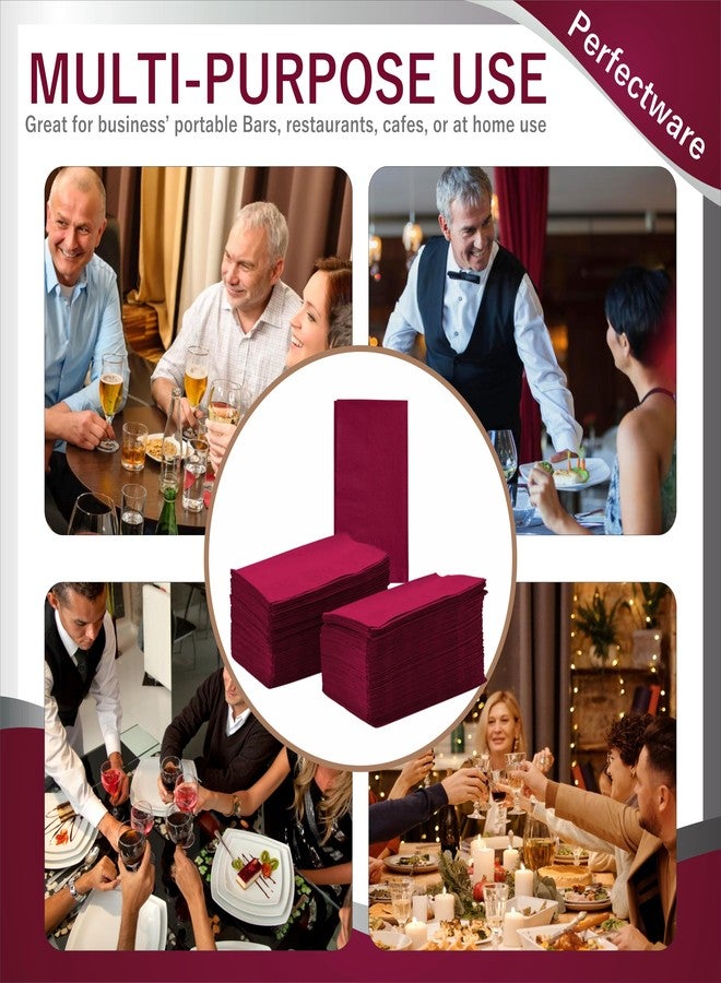 Perfect Stix Burgundy Paper Dinner Napkins, 2-Ply, 15 x 17 Inch, 125 Count - Image 4