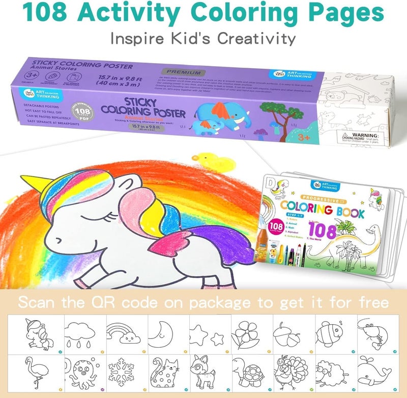 PIHARVA Children's Drawing Roll, Coloring Paper Roll for Kids, 30 * 300 Cms DIY Painting Sticky Art Roll, Early Educational Toys for Kids - Image 2