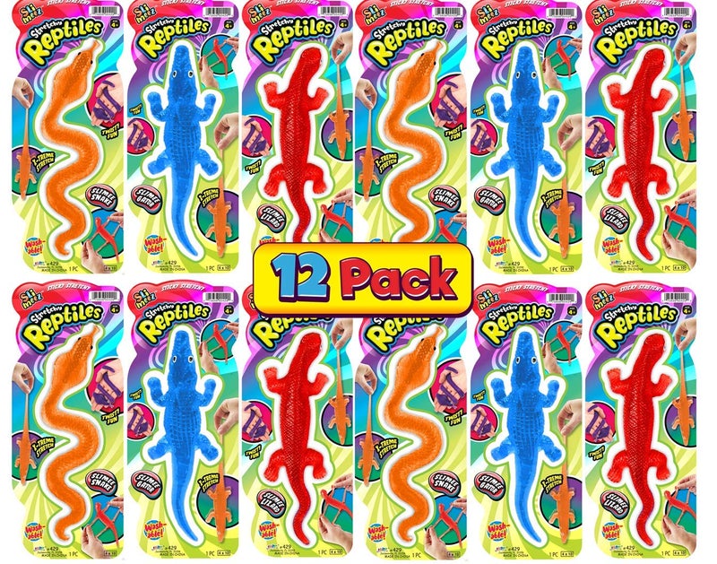 JA-RU Super Stretchy Sticky Reptiles Snake  Lizard & Alligator (12 Packs) Prank Squishy Sticky Toy for Kids  Pinata Filler. 429-12s - Image 3