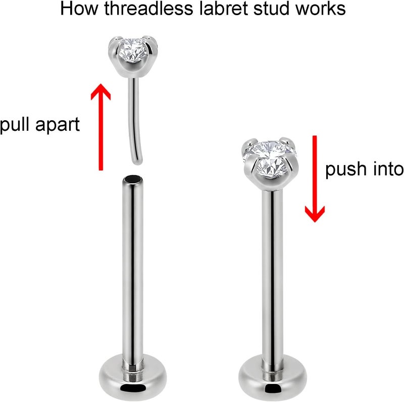 NewkeepsR 20g/18g/16g G23 Titanium Press Fit Threadless Push Pop in Labret Lip Monroe Tragus Earring Stud Piercing - Image 2