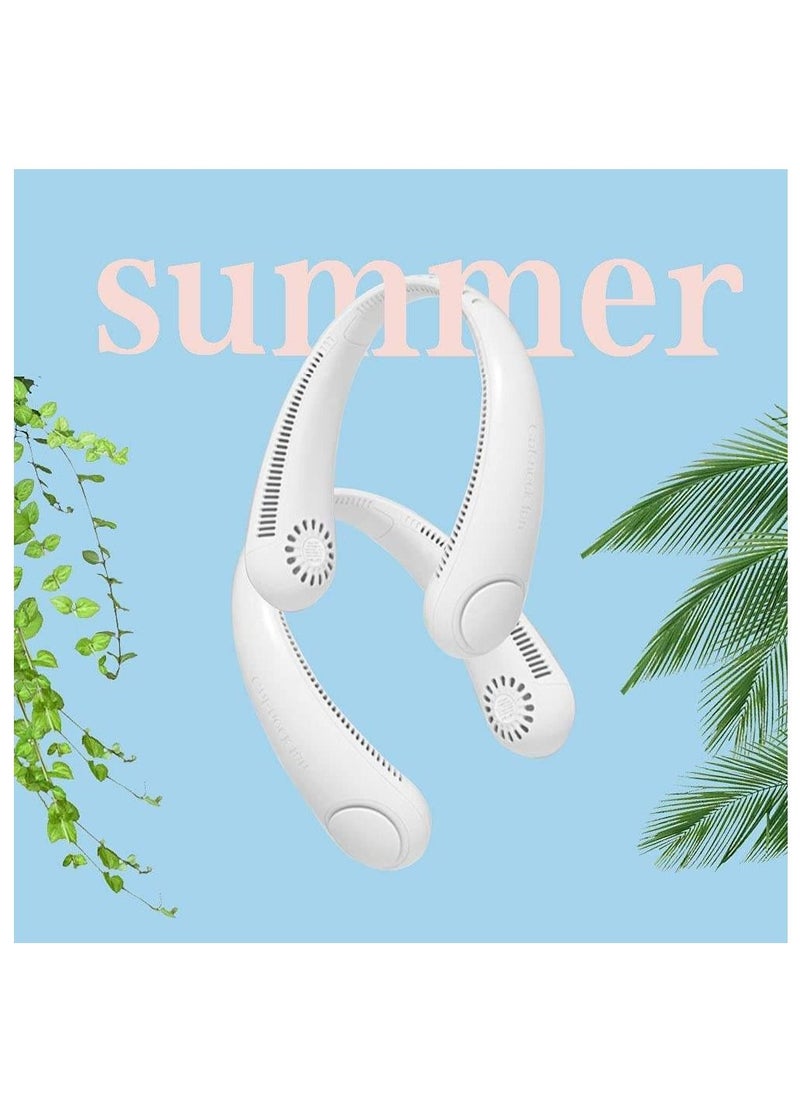 Generic Portable Neck Fan 3 Speeds/Natural Wind Mode/Angle Adjustable/Hand-free Neck Fan For Both Outdoor & Indoor Use (White)  - Image 5